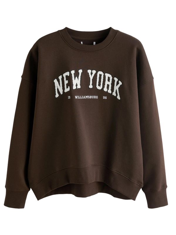 Next Next Sweater majica  čokolada / bijela