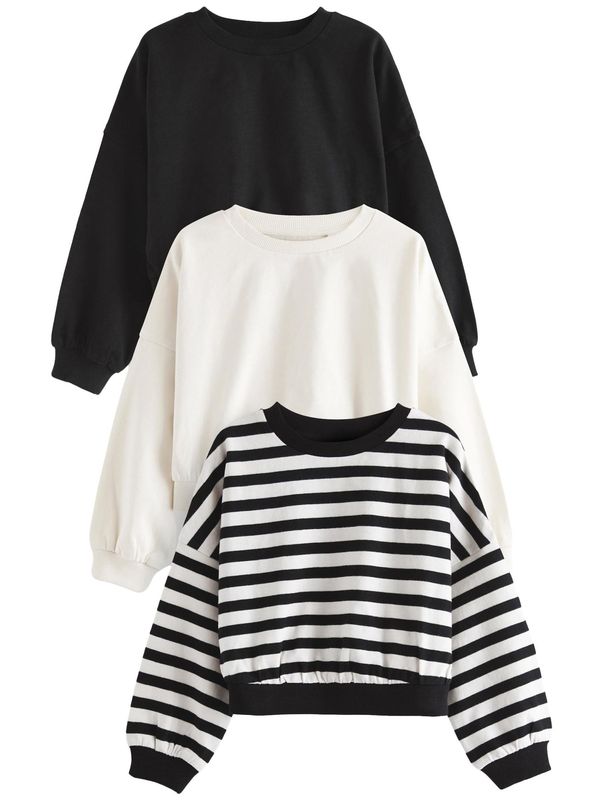 Next Next Sweater majica  crna / bijela