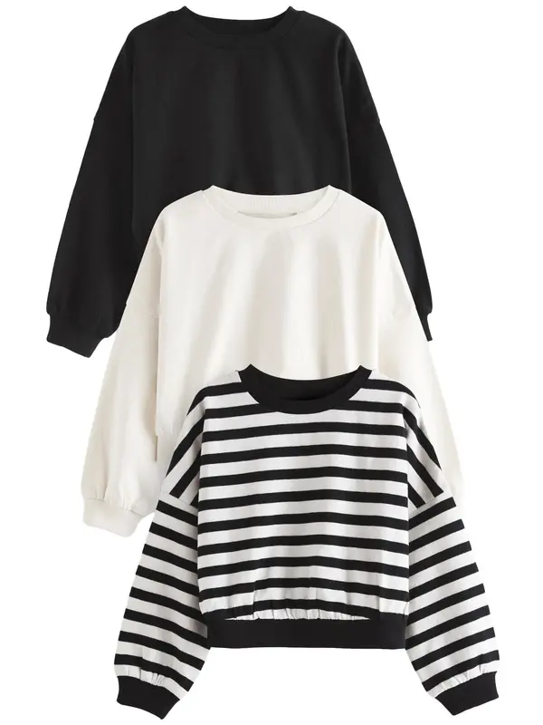 Next Next Sweater majica  crna / bijela