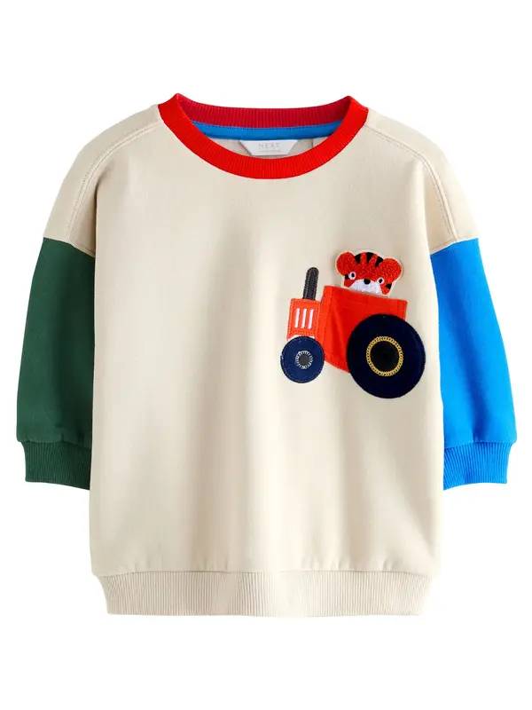 Next Next Sweater majica  ecru/prljavo bijela / azur / tamno zelena / crvena