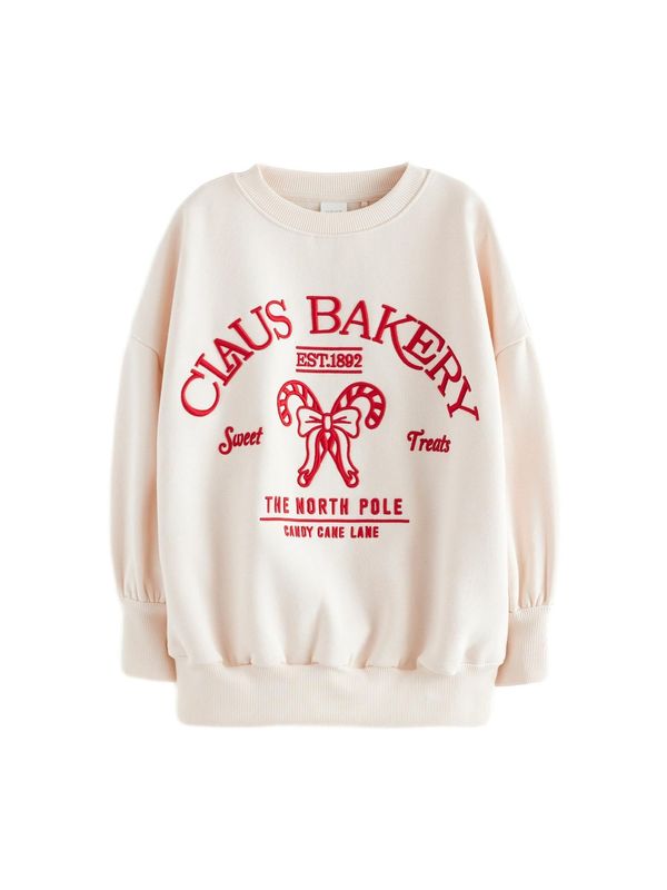 Next Next Sweater majica  ecru/prljavo bijela / crvena