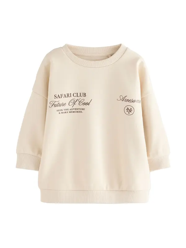 Next Next Sweater majica  ecru/prljavo bijela / tamno smeđa