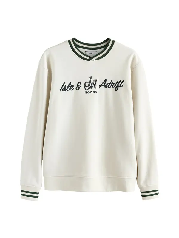 Next Next Sweater majica  ecru/prljavo bijela / tamno zelena