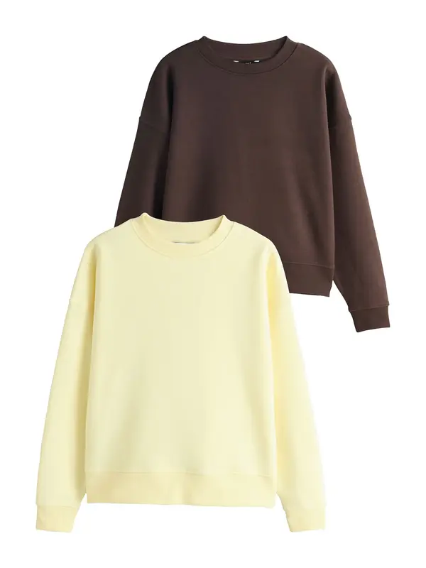 Next Next Sweater majica 'Essentials'  čokolada / pastelno žuta