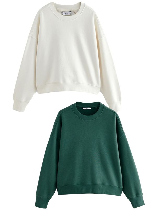 Next Next Sweater majica 'Essentials'  svijetlobež / tamno zelena