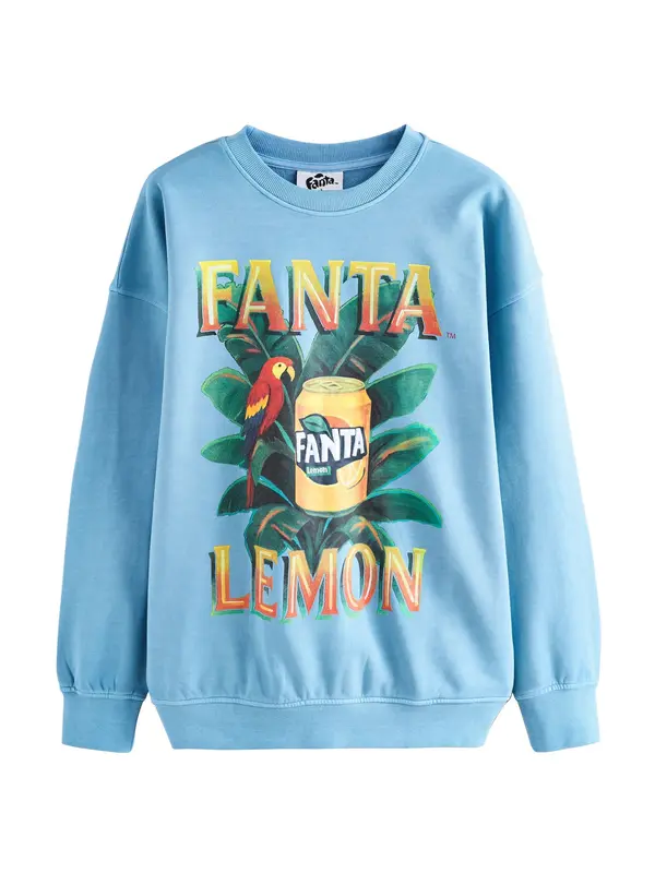 Next Next Sweater majica 'Fanta Lemon'  svijetloplava / žuta / zelena / tamno crvena