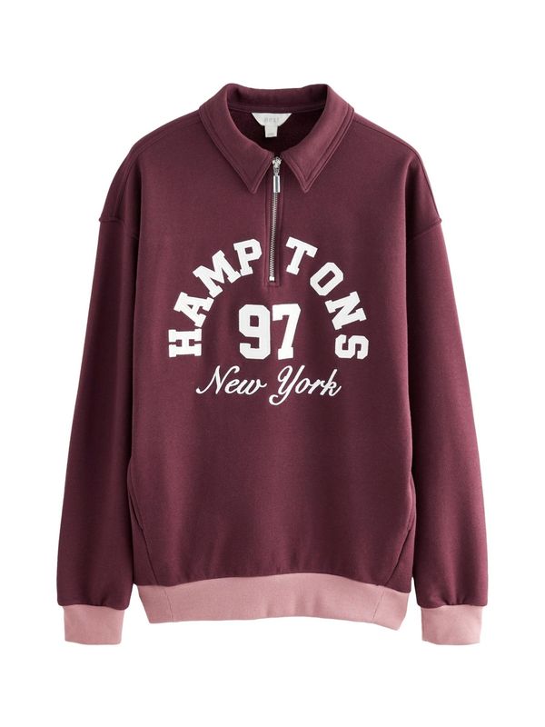 Next Next Sweater majica 'Hamptons New York'  roza / burgund / bijela