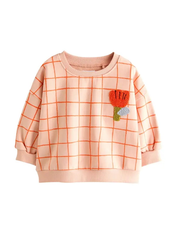 Next Next Sweater majica  kaki / narančasta / puder roza