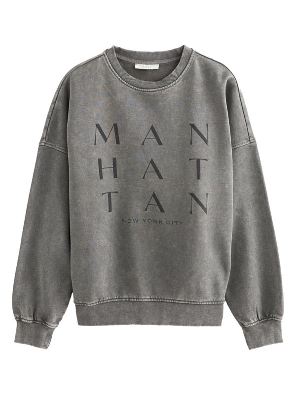 Next Next Sweater majica 'Manhattan City'  siva / crna