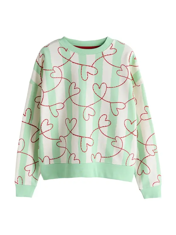 Next Next Sweater majica  menta / vatreno crvena / prljavo bijela