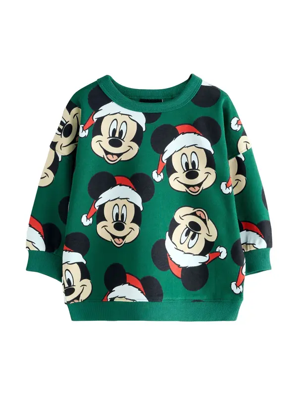 Next Next Sweater majica 'Mickey Mouse'  svijetlobež / zelena / crvena / crna