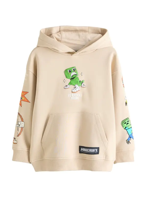 Next Next Sweater majica 'Minecraft'  kameno siva / limeta / narančasta / bijela