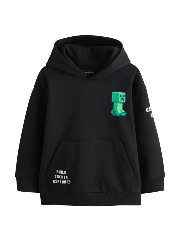 Next Next Sweater majica 'Minecraft'  zelena / smaragdno zelena / crna / bijela