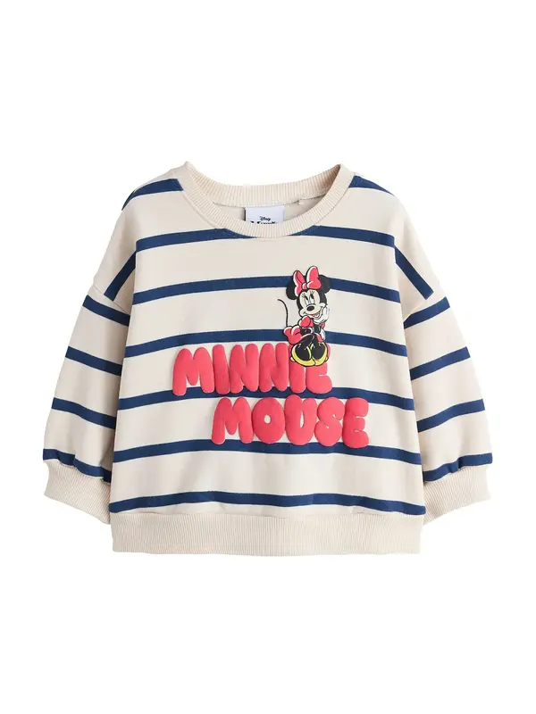 Next Next Sweater majica 'Minnie Mouse'  svijetlobež / morsko plava / žuta / crvena