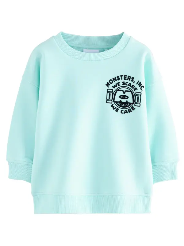Next Next Sweater majica 'Monsters Inc Crew'  azur / akvamarin / zelena / crna