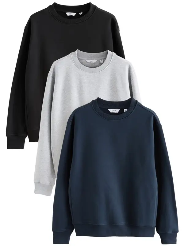 Next Next Sweater majica  mornarsko plava / svijetlosiva / crna