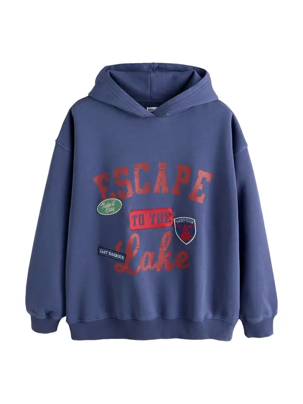 Next Next Sweater majica  noćno plava / žad / tamno crvena / bijela