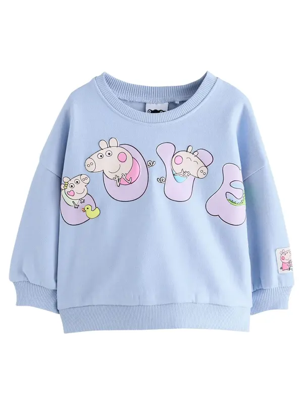 Next Next Sweater majica 'Peppa Pig'  svijetloplava / žuta / puder roza / ružičasto crvena