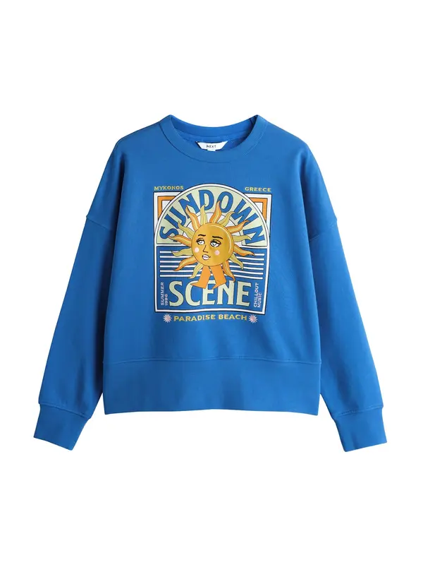 Next Next Sweater majica  plava / tamo žuta / narančasta / bijela