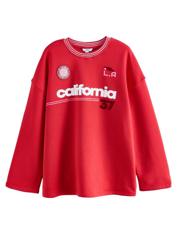 Next Next Sweater majica  roza / krvavo crvena / burgund / bijela