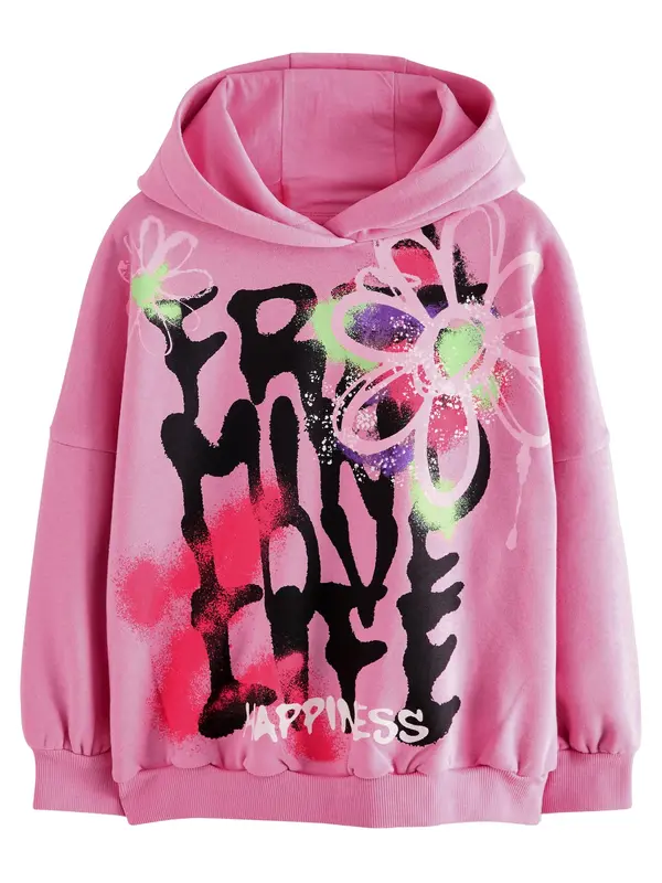 Next Next Sweater majica  roza / roza / malina / crna
