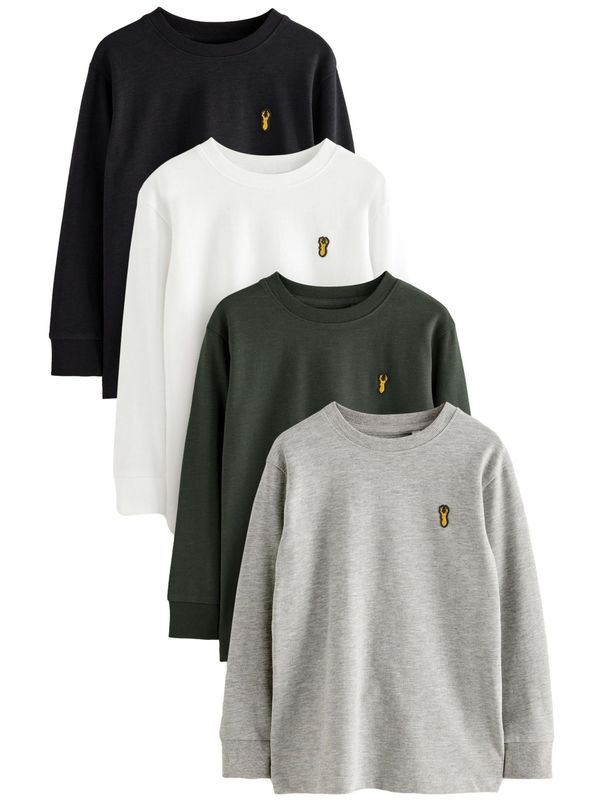 Next Next Sweater majica  siva melange / tamno zelena / crna / bijela