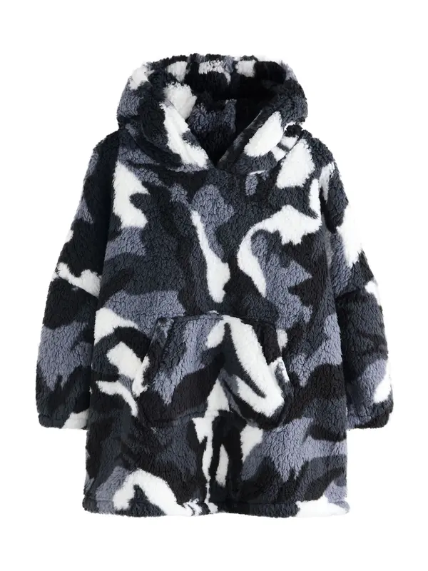 Next Next Sweater majica  siva / tamo siva / crna / bijela