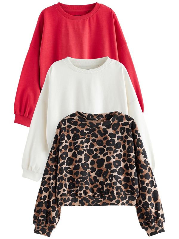 Next Next Sweater majica  smeđa / crvena / crna / bijela