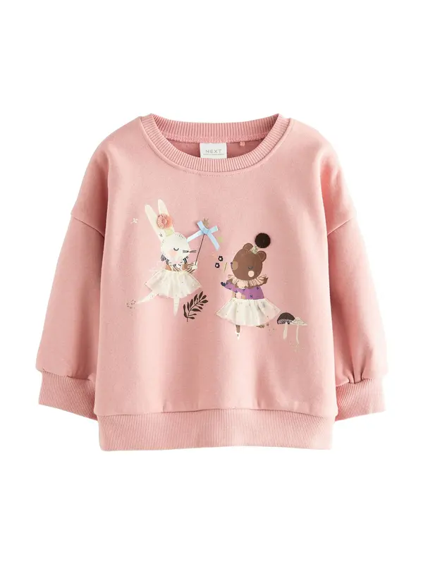 Next Next Sweater majica  smeđa / roza / crna / bijela