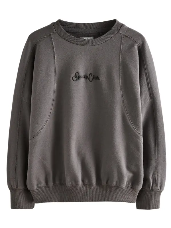 Next Next Sweater majica 'Sports Club'  tamo siva / crna