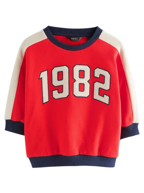 Next Next Sweater majica  svijetlobež / mornarsko plava / crvena