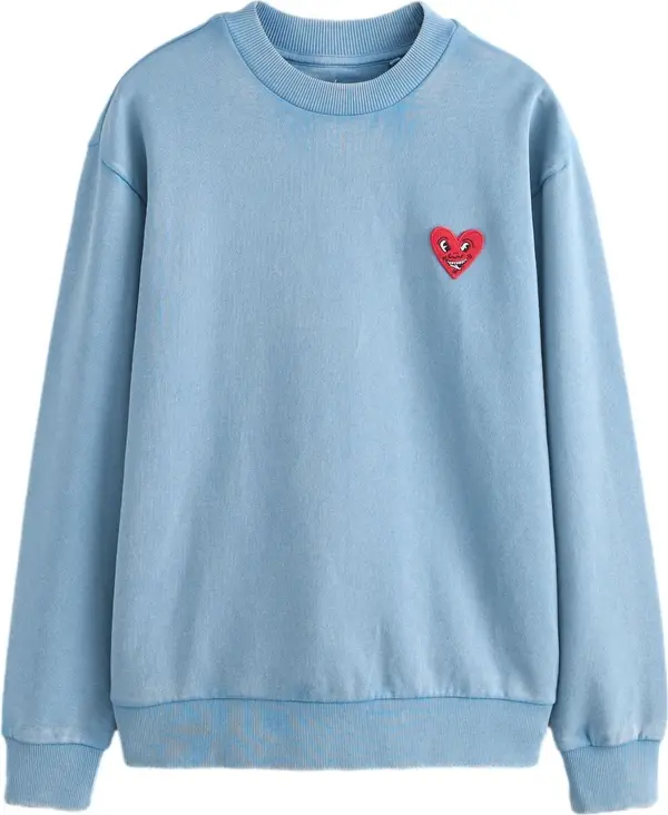 Next Next Sweater majica  svijetloplava / svijetlo crvena