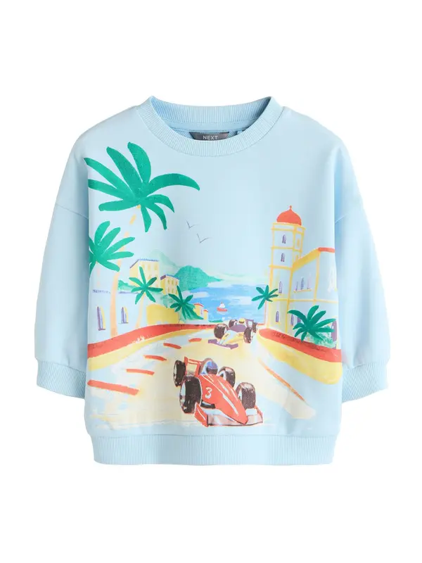 Next Next Sweater majica  svijetloplava / tamo žuta / zelena / narančasto crvena