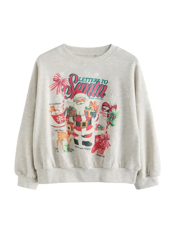 Next Next Sweater majica  svijetlosmeđa / siva / zelena / crvena