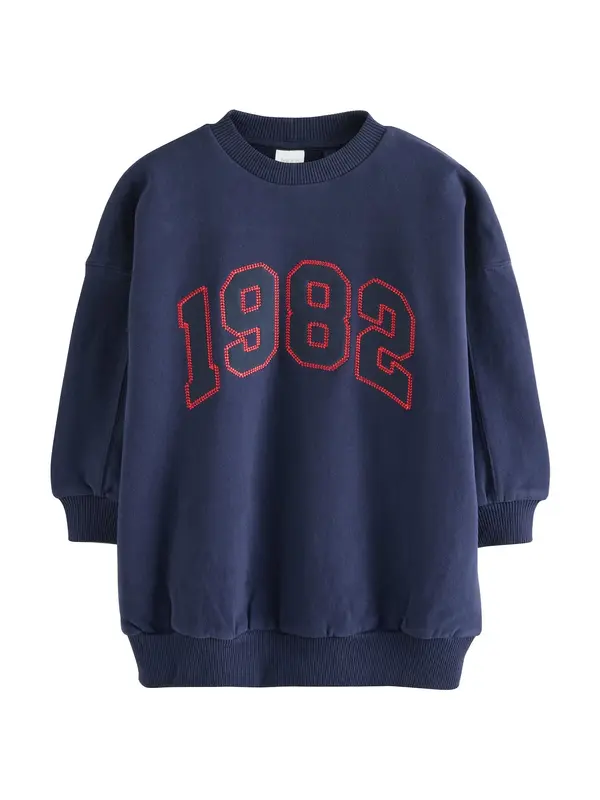 Next Next Sweater majica  tamno plava / svijetlocrvena