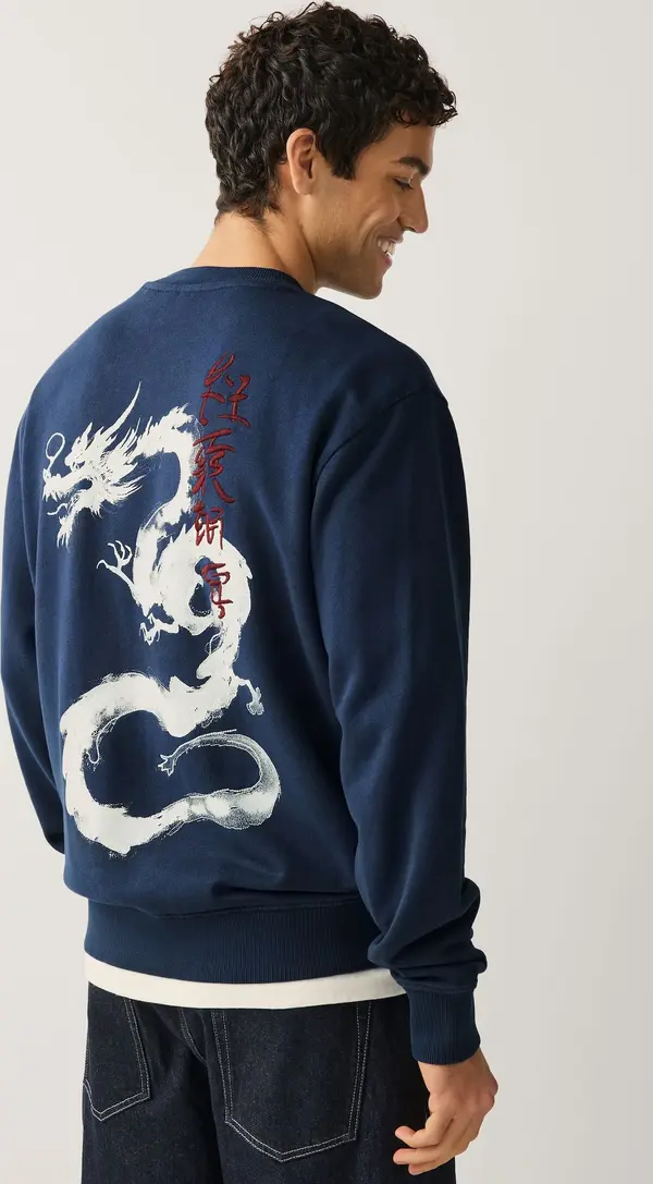 Next Next Sweater majica  tamno plava / tamno crvena / bijela