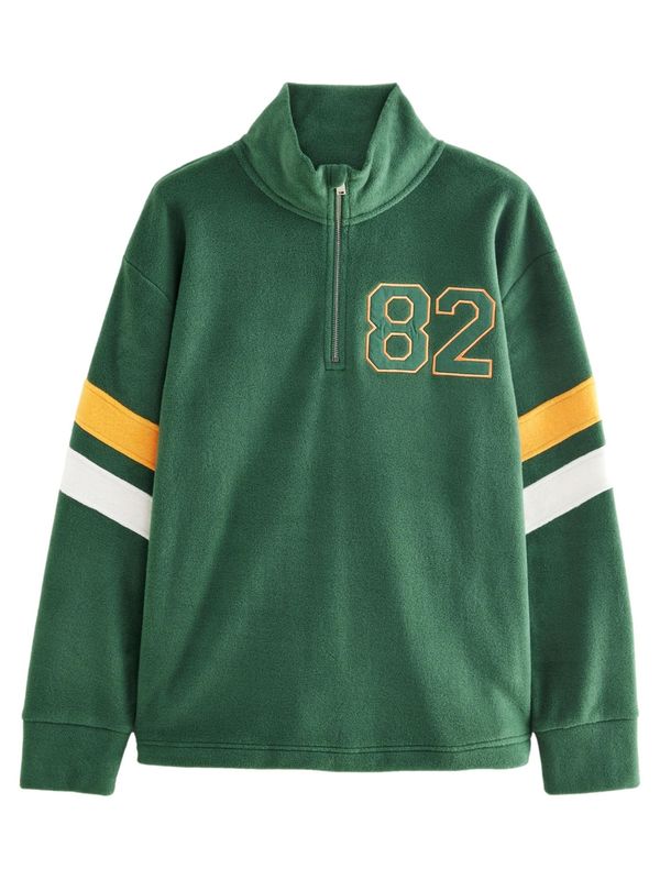 Next Next Sweater majica  tamo žuta / tamno zelena / bijela