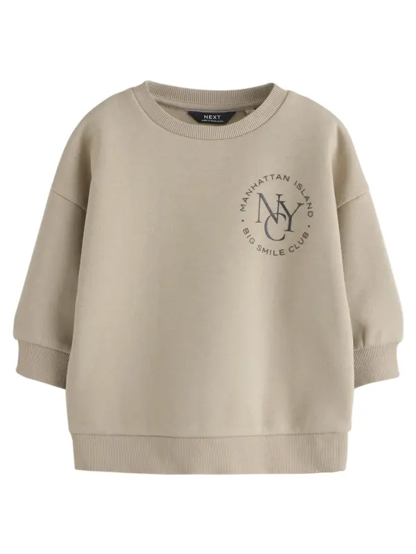 Next Next Sweater majica  taupe siva / crna