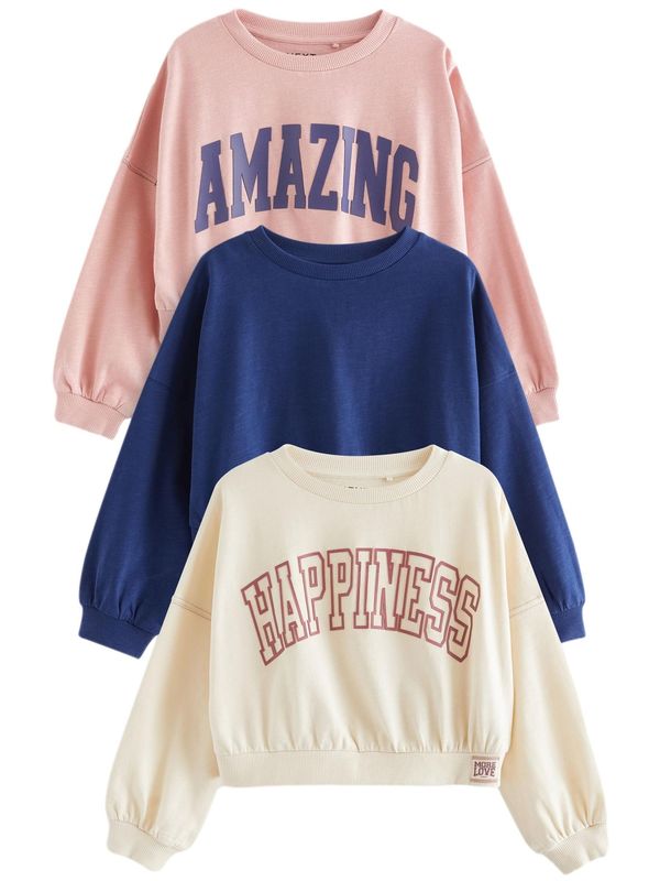 Next Next Sweater majica 'Varsity'  bež / plava / roza / bijela