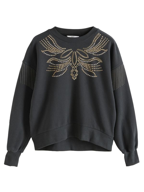 Next Next Sweater majica  zlatna / crna / srebro