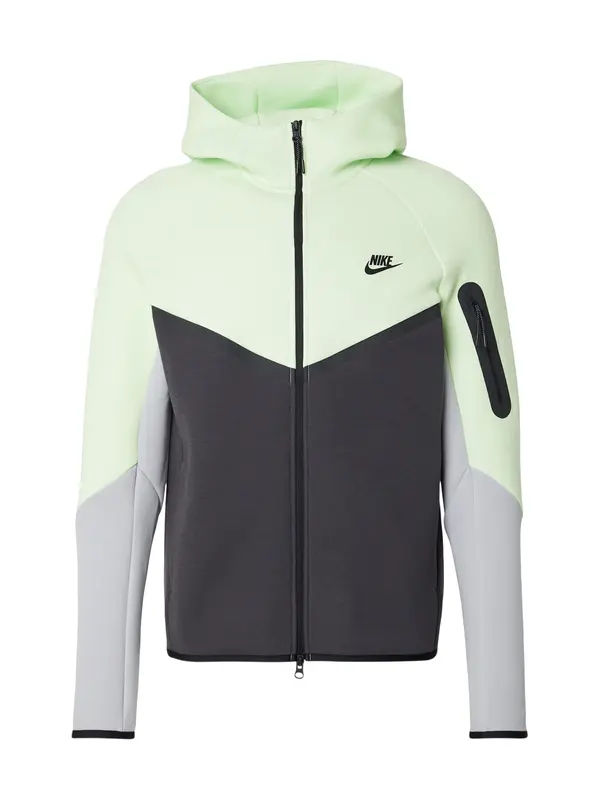 Nike Sportswear Nike Sportswear Gornji dio trenirke 'Tech Fleece'  limeta zelena / siva / tamo siva