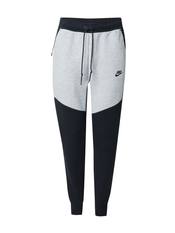 Nike Nike Sportswear Hlače 'TCH FLC'  svijetlosiva / crna