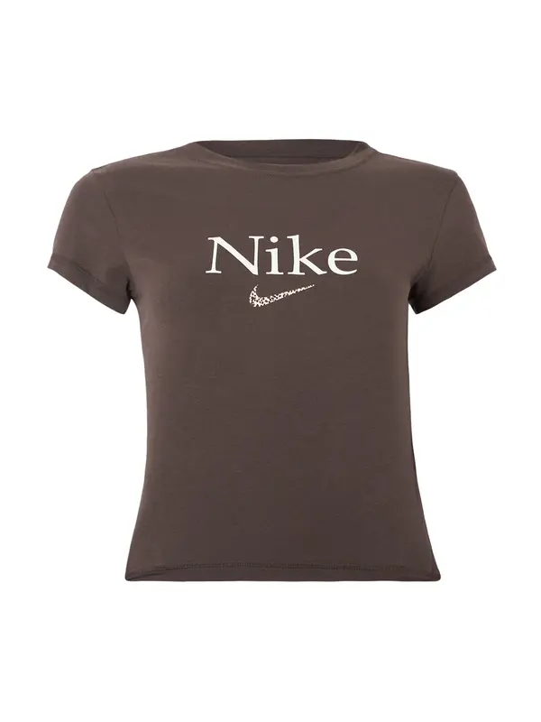 Nike Sportswear Nike Sportswear Majica  bež / tamno smeđa / prljavo bijela