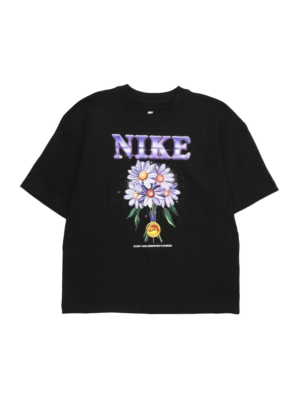 Nike Sportswear Nike Sportswear Majica 'FLOWERS'  zelena / ljubičasto plava / crna / bijela