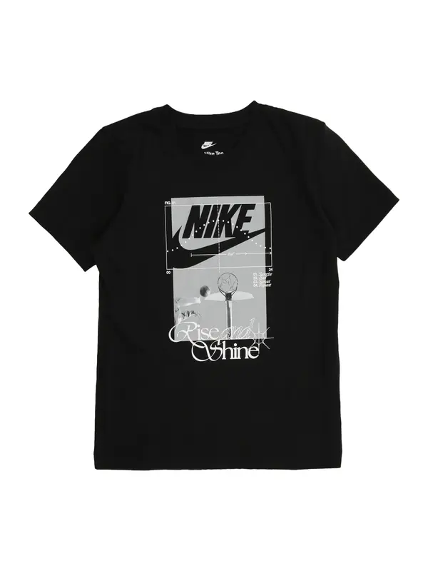 Nike Sportswear Nike Sportswear Majica 'RISE AND SHINE'  siva / crna / bijela