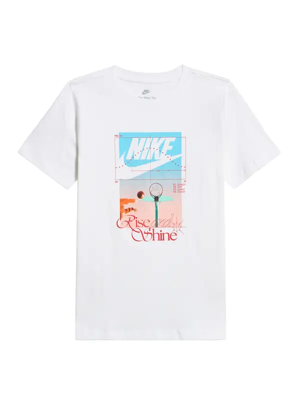 Nike Sportswear Nike Sportswear Majica 'RISE AND SHINE'  tirkiz / svijetloplava / crvena / bijela