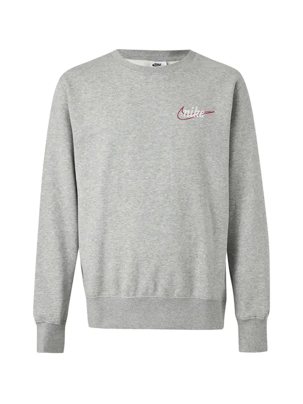 Nike Sportswear Nike Sportswear Sweater majica 'CLUB'  siva melange / tamno crvena / crna / bijela