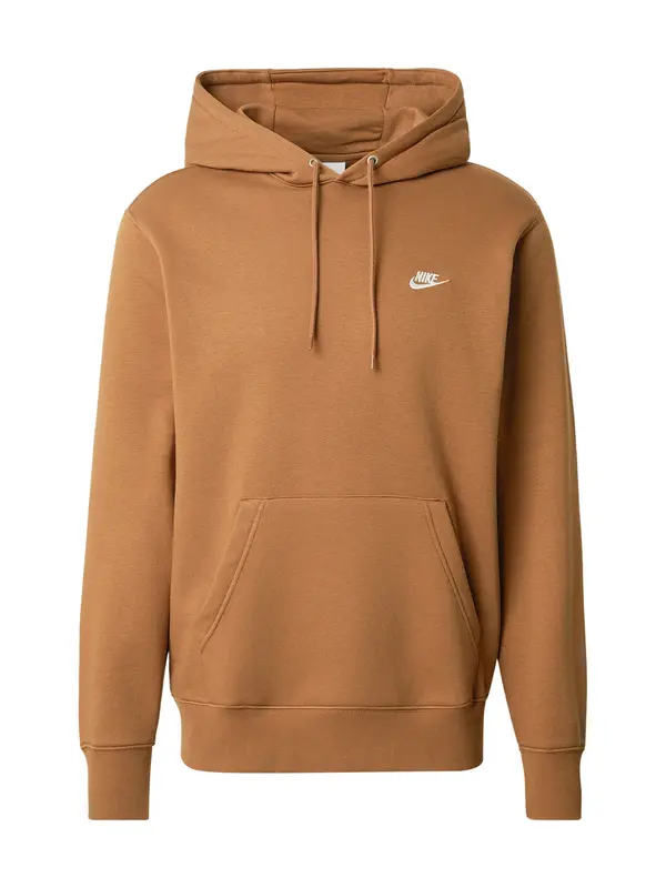 Nike Sportswear Nike Sportswear Sweater majica 'CLUB'  svijetlosmeđa / bijela