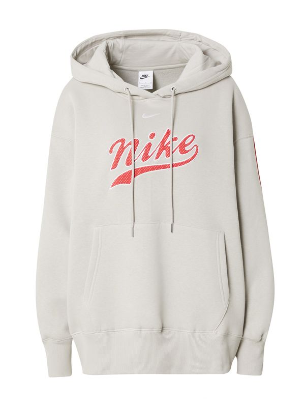 Nike Sportswear Nike Sportswear Sweater majica 'PHNX FLC'  bež siva / crvena / bijela