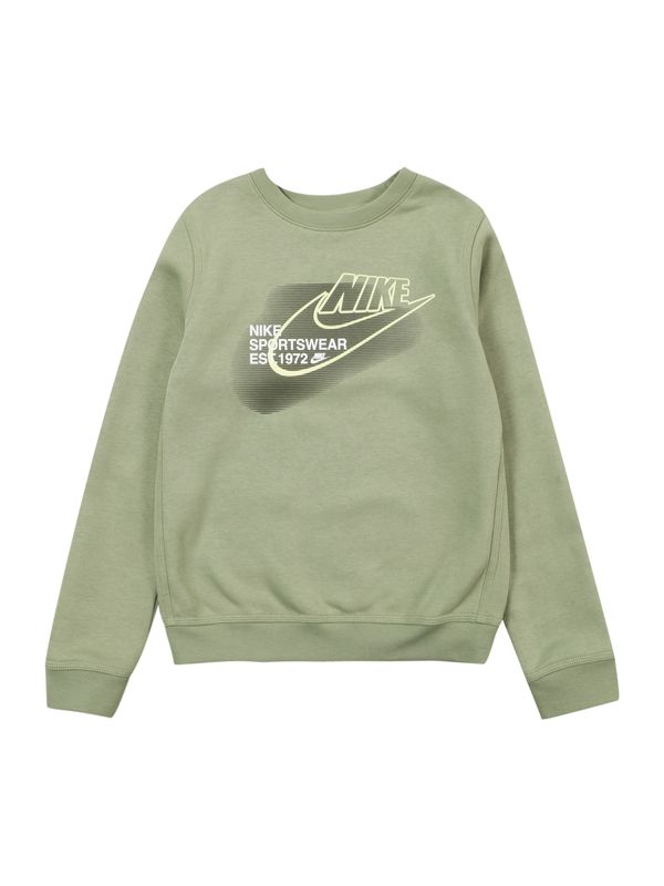 Nike Sportswear Nike Sportswear Sweater majica  tamo siva / svijetlozelena / vuneno bijela